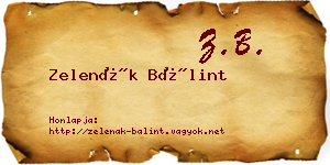 Zelenák Bálint névjegykártya